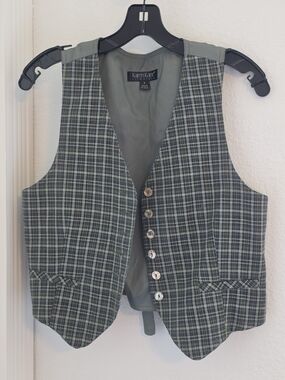 Karen Kane Olive Green Plaid Women's Vest